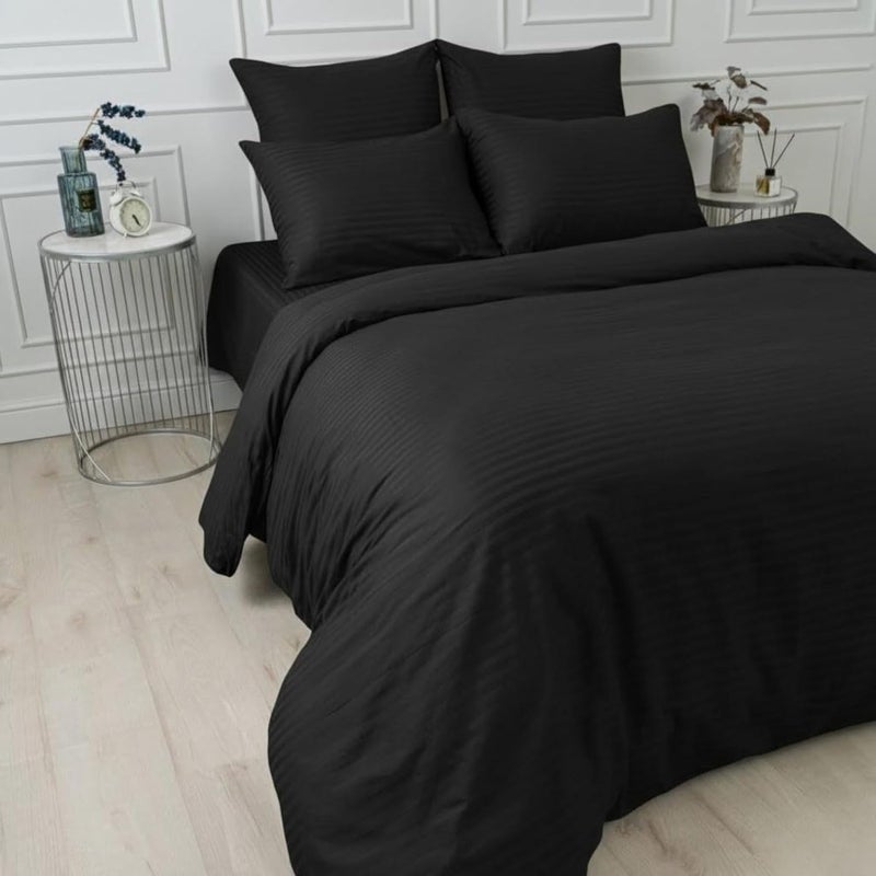 BEDDING ZONE Multi-Colored Luxury Stripe Duvet Cover - Black, Queen (220x240) - Image 2